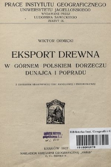 Eksport drewna w górnem polskiem dorzeczu Dunajca i Popradu