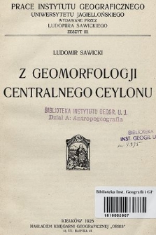 Z geomorfologji centralnego Ceylonu