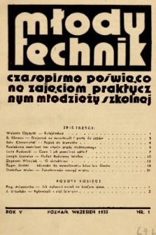 Młody Technik : czasopismo poświęcone zajęciom praktycznym młodzieży szkolnej, 1935, nr 1