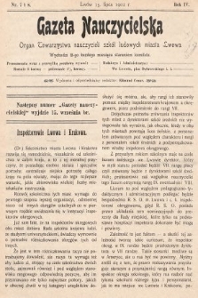 Gazeta Nauczycielska : organ Towarzystwa nauczycieli szkół ludowych m. Lwowa. 1902, nr 7 i 8