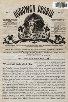 Hodowca Drobiu. 1908, nr 1