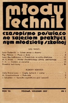 Młody Technik : czasopismo poświęcone zajęciom praktycznym młodzieży szkolnej. 1937, nr 1