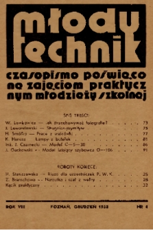 Młody Technik : czasopismo poświęcone zajęciom praktycznym młodzieży szkolnej. 1938, nr 4