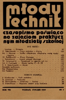 Młody Technik : czasopismo poświęcone zajęciom praktycznym młodzieży szkolnej. 1939, nr 5