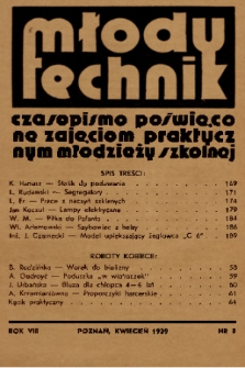 Młody Technik : czasopismo poświęcone zajęciom praktycznym młodzieży szkolnej. 1939, nr 8