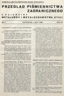 Przegląd Piśmiennictwa Zagranicznego z Dziedziny Metalurgii i Metaloznawstwa Stali. 1938, nr 2