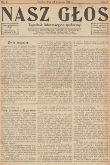 Nasz Głos : tygodnik informacyjno-społeczny. 1926, nr 4