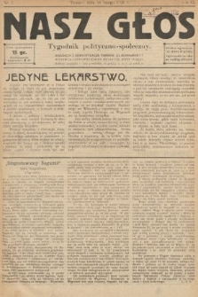 Nasz Głos : tygodnik polityczno-społeczny. 1926, nr 7