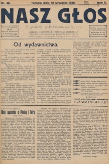 Nasz Głos : tygodnik polityczno-społeczny. 1926, nr 38