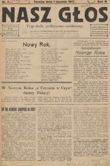 Nasz Głos : tygodnik polityczno-społeczny. 1927, nr 1