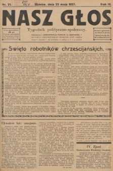 Nasz Głos : tygodnik polityczno-społeczny. 1927, nr 21
