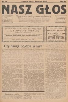 Nasz Głos : tygodnik polityczno-społeczny. 1928, nr 14