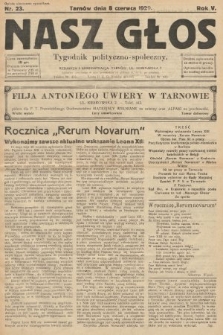 Nasz Głos : tygodnik polityczno-społeczny. 1929, nr 23