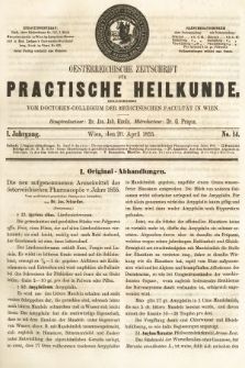 Oesterreichische Zeitschrift für Practische Heikunde. 1855, nr 14