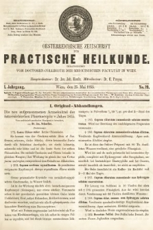 Oesterreichische Zeitschrift für Practische Heikunde. 1855, nr 19