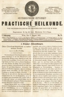 Oesterreichische Zeitschrift für Practische Heikunde. 1855, nr 31