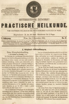 Oesterreichische Zeitschrift für Practische Heikunde. 1855, nr 47