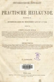 Oesterreichische Zeitschrift für Practische Heikunde. 1856, indeksy