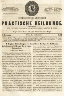 Oesterreichische Zeitschrift für Practische Heikunde. 1856, nr 19