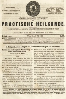 Oesterreichische Zeitschrift für Practische Heikunde. 1856, nr 27