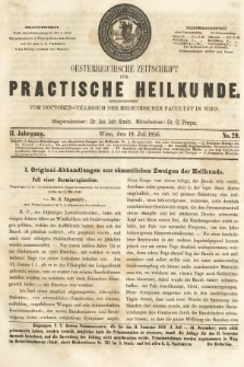 Oesterreichische Zeitschrift für Practische Heikunde. 1856, nr 29