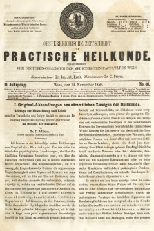 Oesterreichische Zeitschrift für Practische Heikunde. 1856, nr 46