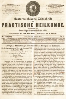 Oesterreichische Zeitschrift für Practische Heikunde. 1857, nr 5