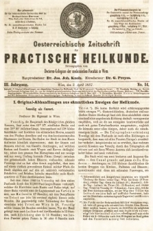 Oesterreichische Zeitschrift für Practische Heikunde. 1857, nr 14