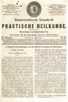 Oesterreichische Zeitschrift für Practische Heikunde. 1857, nr 15
