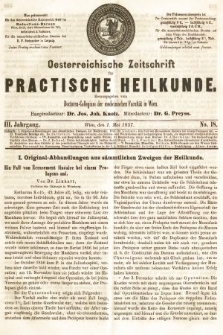 Oesterreichische Zeitschrift für Practische Heikunde. 1857, nr 18