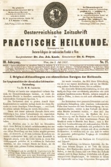Oesterreichische Zeitschrift für Practische Heikunde. 1857, nr 27