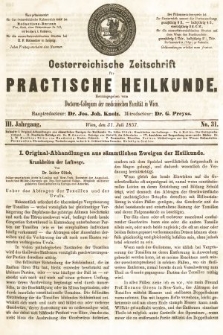 Oesterreichische Zeitschrift für Practische Heikunde. 1857, nr 31
