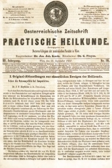 Oesterreichische Zeitschrift für Practische Heikunde. 1857, nr 39