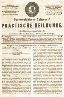 Oesterreichische Zeitschrift für Practische Heikunde. 1857, nr 46