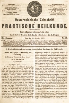 Oesterreichische Zeitschrift für Practische Heikunde. 1857, nr 52