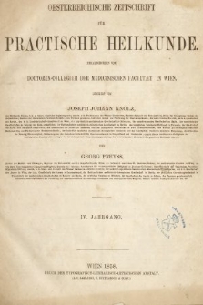 Oesterreichische Zeitschrift für Practische Heikunde. 1858, indeksy