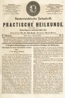 Oesterreichische Zeitschrift für Practische Heikunde. 1858, nr 6