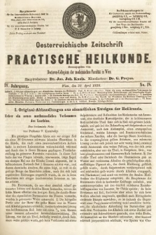 Oesterreichische Zeitschrift für Practische Heikunde. 1858, nr 18