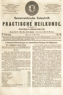 Oesterreichische Zeitschrift für Practische Heikunde. 1858, nr 19