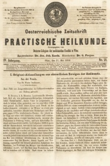 Oesterreichische Zeitschrift für Practische Heikunde. 1858, nr 21