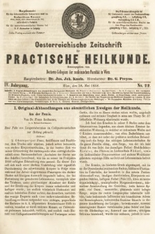 Oesterreichische Zeitschrift für Practische Heikunde. 1858, nr 22