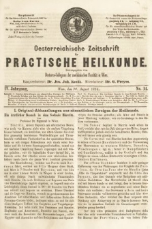 Oesterreichische Zeitschrift für Practische Heikunde. 1858, nr 34