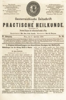 Oesterreichische Zeitschrift für Practische Heikunde. 1858, nr 38