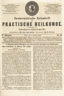 Oesterreichische Zeitschrift für Practische Heikunde. 1858, nr 40