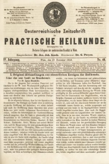 Oesterreichische Zeitschrift für Practische Heikunde. 1858, nr 46