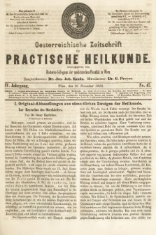 Oesterreichische Zeitschrift für Practische Heikunde. 1858, nr 47