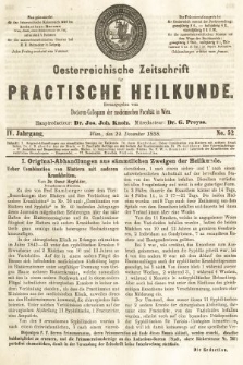 Oesterreichische Zeitschrift für Practische Heikunde. 1858, nr 52