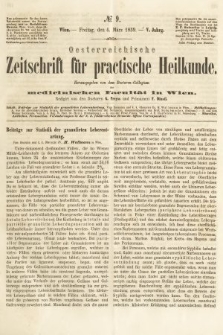 Oesterreichische Zeitschrift für Practische Heikunde : herausgegeben von dem Doctoren - Collegium der Medicinischen Facultät in Wien. 1859, nr 9