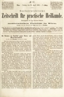 Oesterreichische Zeitschrift für Practische Heikunde : herausgegeben von dem Doctoren - Collegium der Medicinischen Facultät in Wien. 1859, nr 17