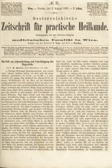 Oesterreichische Zeitschrift für Practische Heikunde : herausgegeben von dem Doctoren - Collegium der Medicinischen Facultät in Wien. 1859, nr 31
